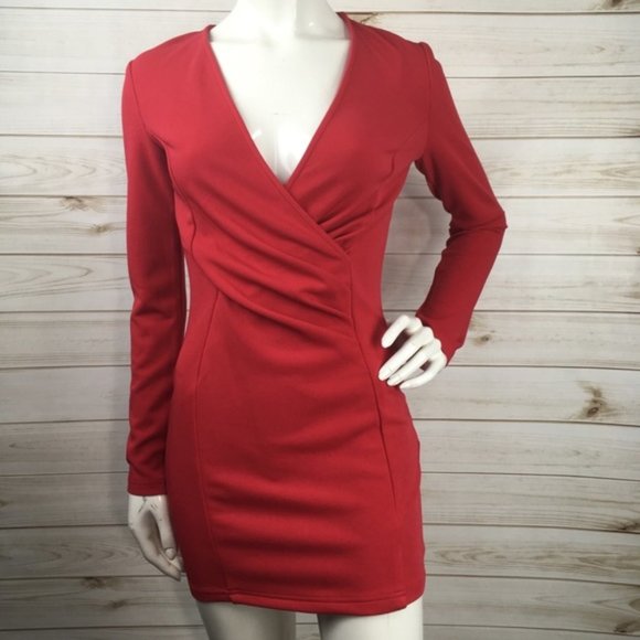Akira Chicago Red Long Sleeve Dress - Picture 7 of 8